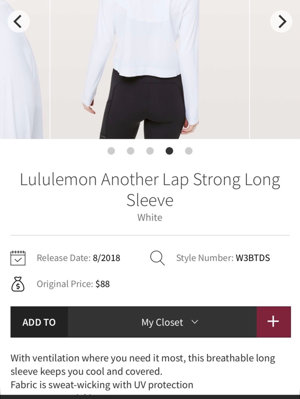 Lululemon Another Lap Strong Long Sleeve Performance Top